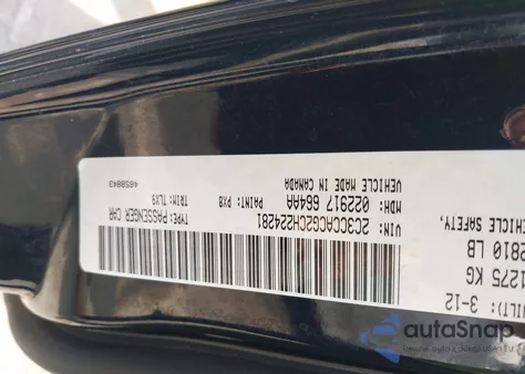 2012 Chrysler 300 Limited z USA, uszkodzony, nr VIN 2C3CCACG2CH224281